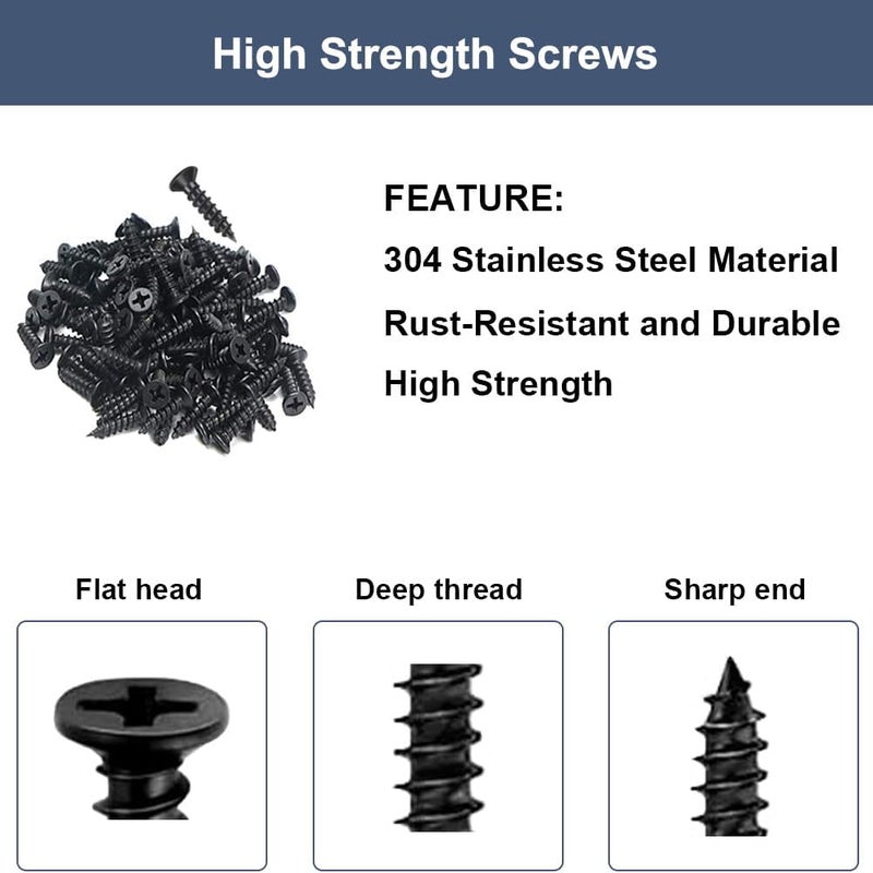 YEWLACA 24Pcs Black Stainless Steel Flat Brace Mending Plates, Sturdy Metal Repair Fixing Joining Brackets for Wood Furniture with Screws - Image 5